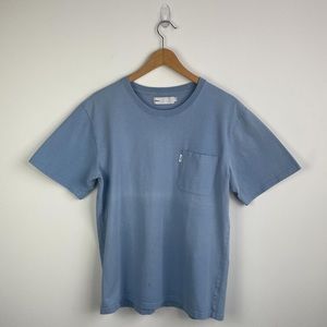 Adsum Mens Large Blue Round Neck Short Sleeve Pocket Tee Shirt